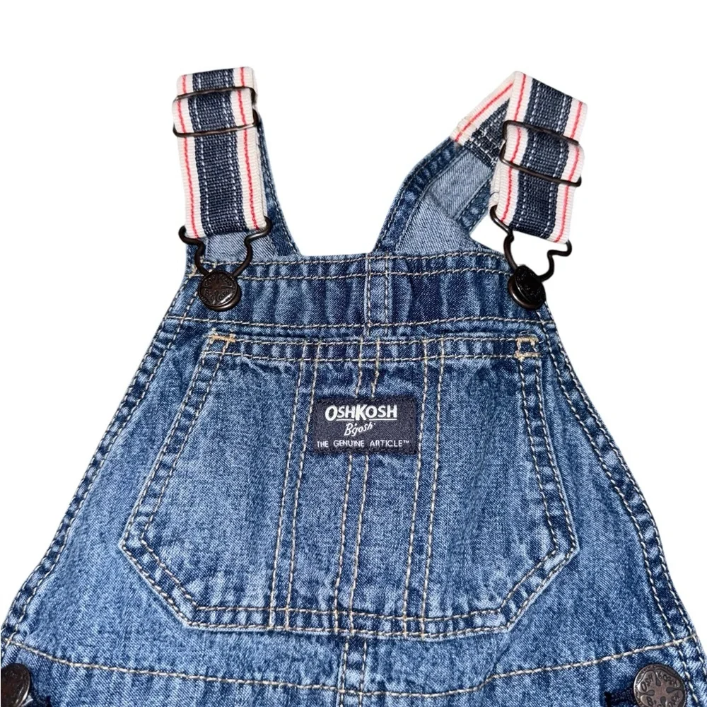 OshKosh B’Gosh Toddler Denim Overalls with Plaid Straps Size 18-24M